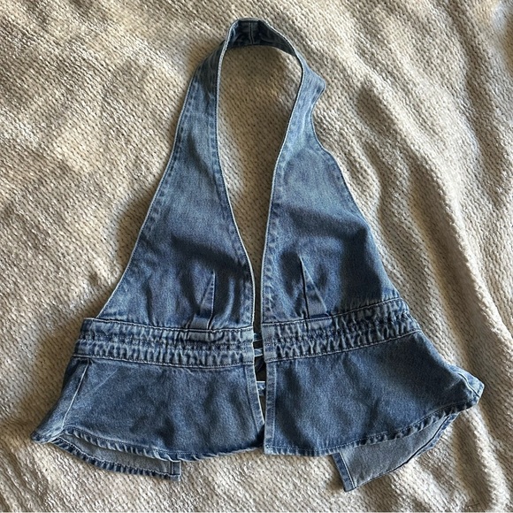Princess Polly Sequoia Denim Halter Top in Blue Size 6 NWT - Picture 6 of 14